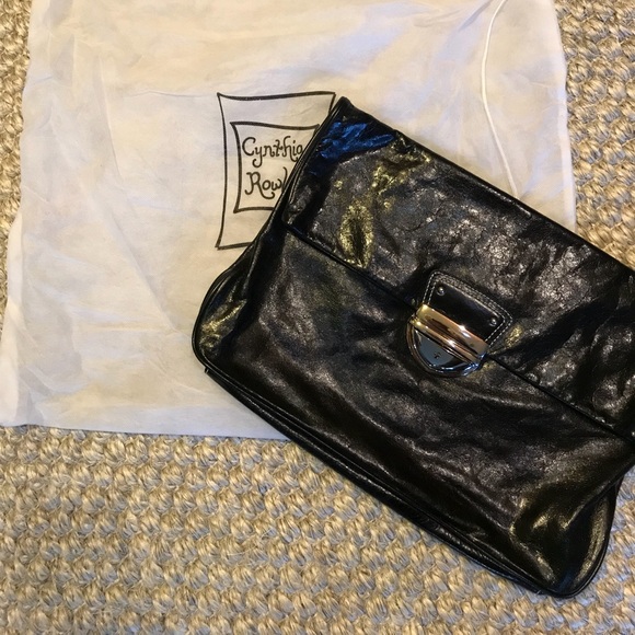 Cynthia Rowley Oversized Black Leather Clutch - Picture 6 of 6
